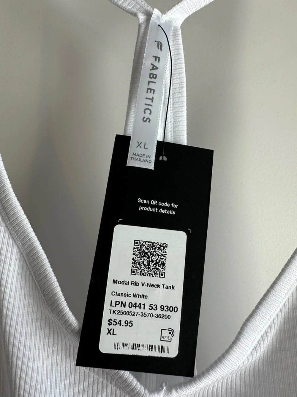 Fabletics White Ribbed V-Neck Tank with Racerback - Picture 2 of 6